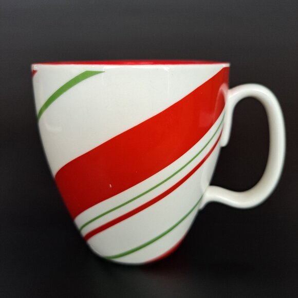Starbucks Christmas Holiday Mug 2007 Candy Cane Red Green & White Stripes 12 oz. - Picture 1 of 10